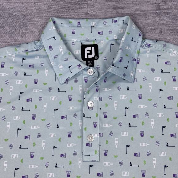 FootJoy University Club Baton Rouge Men's Sz XL Blue AOP Golf Polo Shirt PREPPY - Picture 4 of 13